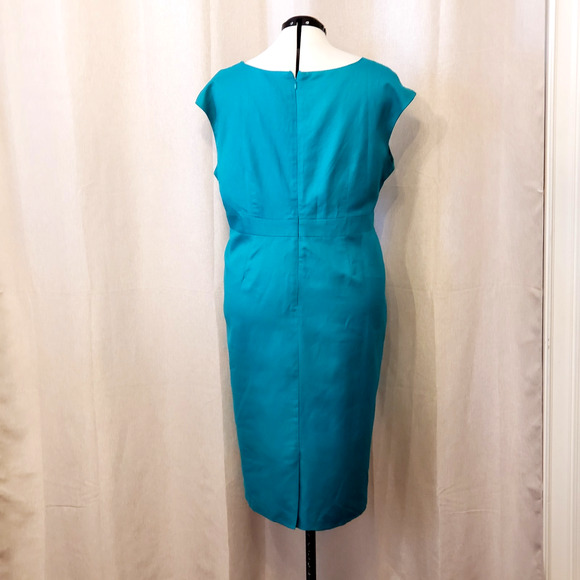 Jessica London Linen Lined Turquoise Sheath Dress & 2 PC Capri Outfit | Size 20 - Picture 4 of 10